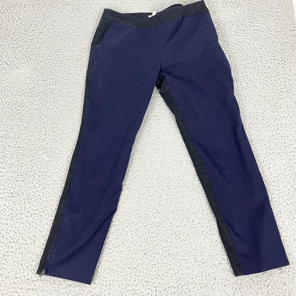 Eileen Fisher Pants Womens Small Petite Blue Tapered Ankle Zip Stretch Twill